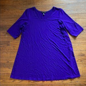 Eileen Fisher Purple Scoop Neck Short Sleeve Swing Top